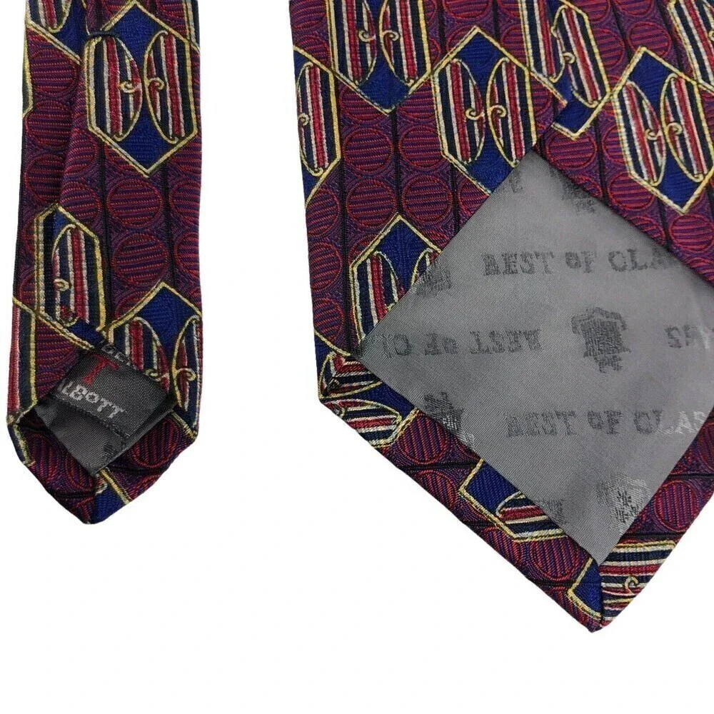 Robert Talbott Best of Class Silk Tie Mens Geometric Crimson Blue Woven Necktie